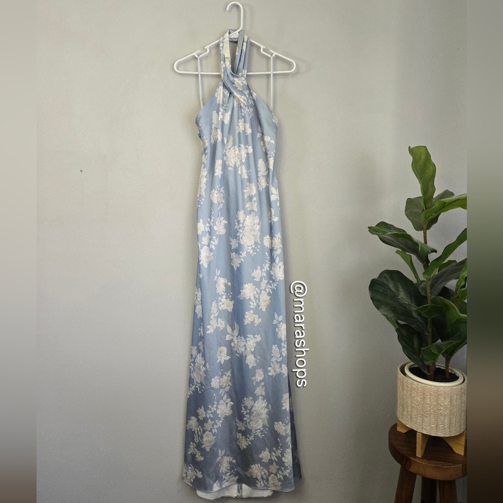 BHLDN Ruby Twist Halter Satin Gown - Picture 3 of 6